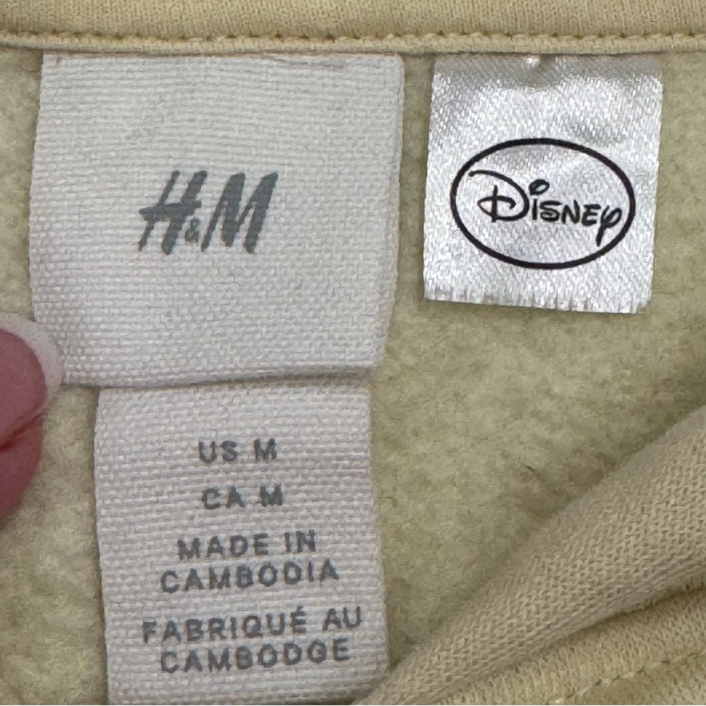 H&M Disney Mickey Mouse Women’s Medium‎ Hooded Sweatshirt Butter Yellow Casual - Picture 5 of 11